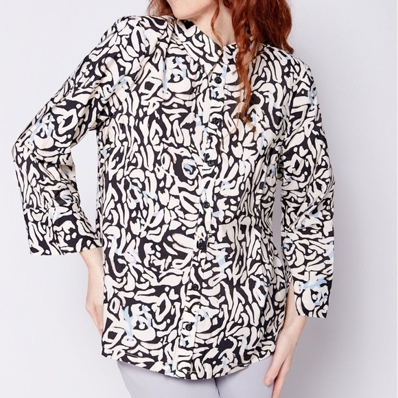 ICHI Jepia Pattern Button Down Shirt S - Picture 1 of 9